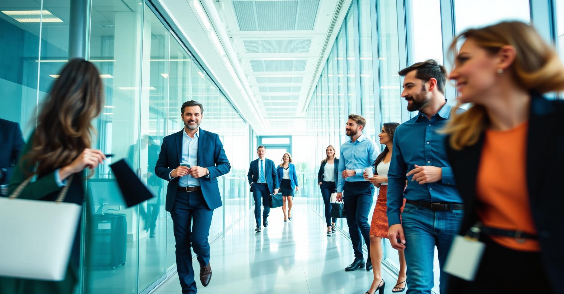 A diverse team collaborating in a modern office